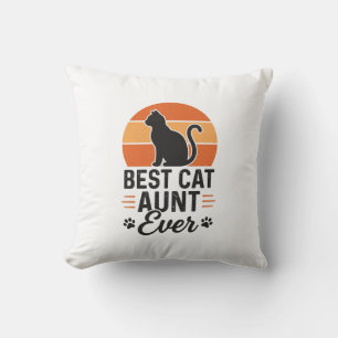 Beste katten tante ooit vintage zonsondergang kat kussen