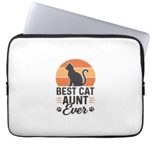 Beste katten tante ooit vintage zonsondergang kat  laptop sleeve