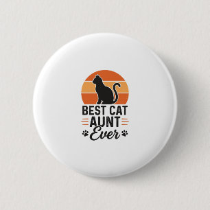 Beste katten tante ooit vintage zonsondergang kat  ronde button 5,7 cm