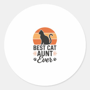 Beste katten tante ooit vintage zonsondergang kat  ronde sticker