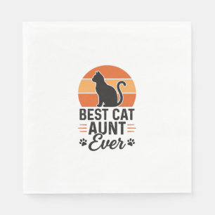 Beste katten tante ooit vintage zonsondergang kat  servet
