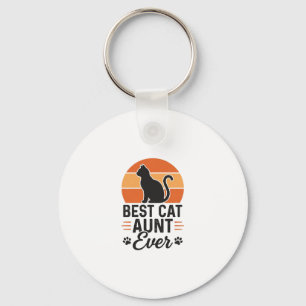 Beste katten tante ooit vintage zonsondergang kat sleutelhanger