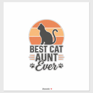Beste katten tante ooit vintage zonsondergang kat  sticker