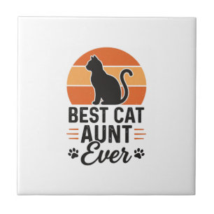 Beste katten tante ooit vintage zonsondergang kat  tegeltje