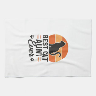 Beste katten tante ooit vintage zonsondergang kat theedoek