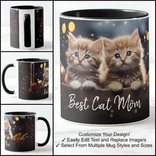 Beste Kattenmoeder Eén Foto Sjabloon Met Fancy Tek Mok
