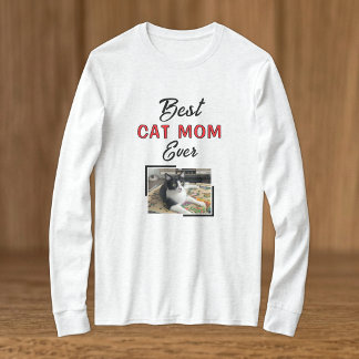 Beste kattenmoeder foto zwart rood t-shirt