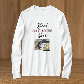 Beste kattenmoeder foto zwart roze t-shirt