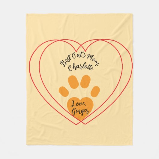 Beste Kattenmoeder Hartjes en Namen Fleece Deken (Voorkant)