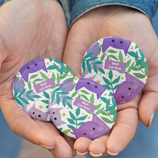 Beste kattenmoeder Katten en takken Ronde Button 7,6 Cm