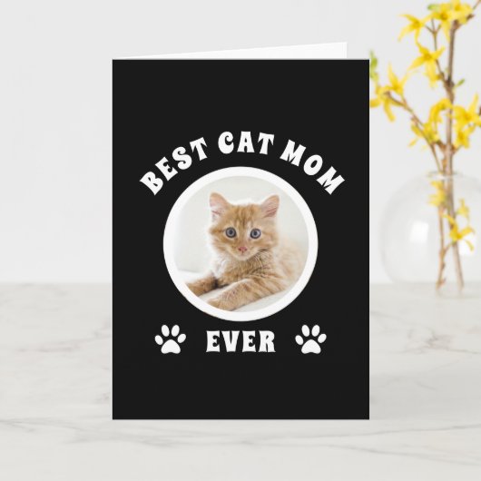 Beste kattenmoeder ooit Aangepaste foto Gepersonal Kaart (Gele Bloem)