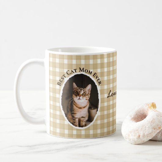 Beste kattenmoeder ooit Aangepaste grappige leuke  Koffiemok (Met donut)