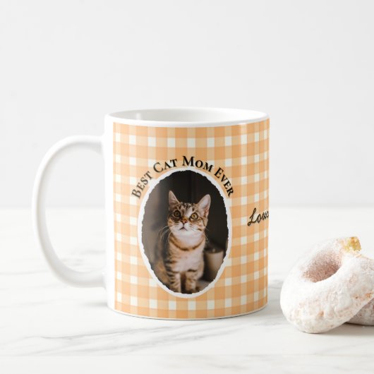 Beste kattenmoeder ooit Aangepaste grappige leuke Koffiemok (Met donut)