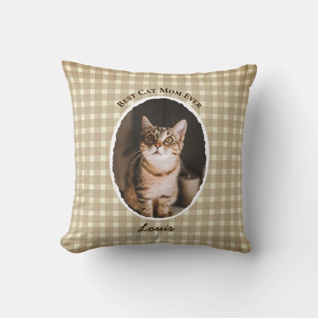 Beste kattenmoeder ooit aangepaste grappige leuke  kussen (Voorkant)