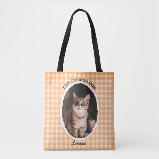 Beste kattenmoeder ooit Aangepaste grappige leuke Tote Bag (Voorkant)