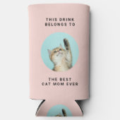 Beste kattenmoeder ooit Aangepaste tekst & 2 foto' Seltzer Blikjeskoeler (Voorkant)