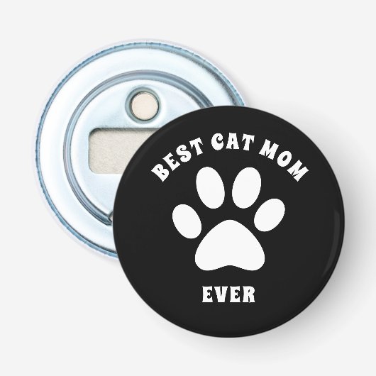 Beste kattenmoeder ooit Aangepaste tekst Gepersona Button Flesopener (Voorkant)