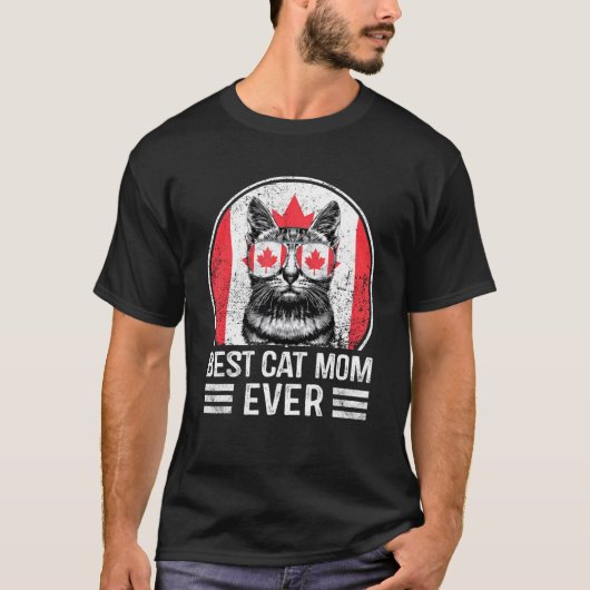 Beste kattenmoeder ooit Esdoornblad Canada-dag Can T-shirt (Voorkant)