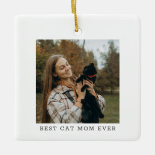 Beste kattenmoeder ooit Foto Eenvoudige aangepaste Keramisch Ornament