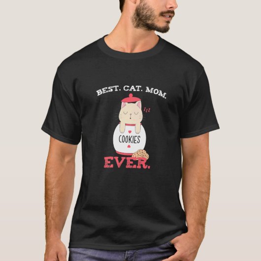 Beste Kattenmoeder Ooit  Kat in een Pot met Koekje T-shirt (Voorkant)