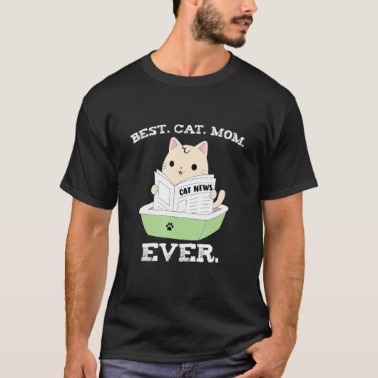 Beste kattenmoeder ooit  Kat leest de krant 1 T-shirt (Voorkant)