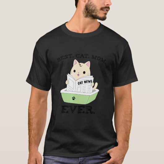 Beste Kattenmoeder Ooit Kat Leest de Krant T-shirt (Voorkant)