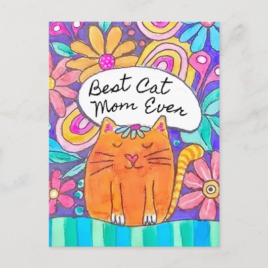 Beste kattenmoeder ooit kattenliefhebber ansichtka briefkaart (Voorkant)