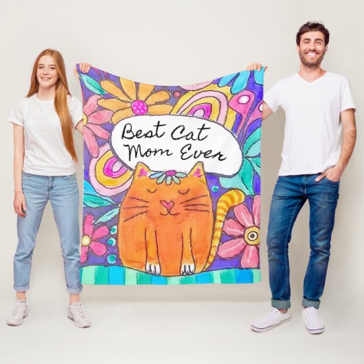Beste kattenmoeder ooit Kattenliefhebber Cadeau vo Fleece Deken (In situ)