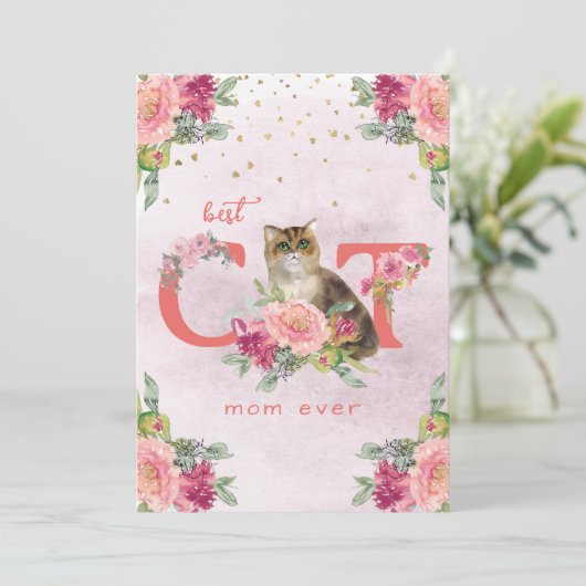 Beste kattenmoeder ooit kittenillustratie Moederda Feestdagenkaart (Staand voorkant)