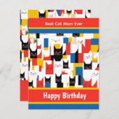Beste Kattenmoeder Ooit Kleurrijke Katten Verjaard Feestdagenkaart (Voorkant / Achterkant)