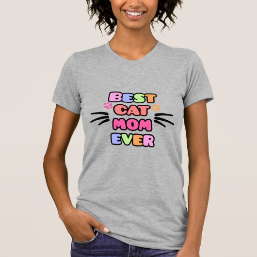 Beste Kattenmoeder Ooit Met Kleurrijk Bubble Font T-shirt (Voorkant)