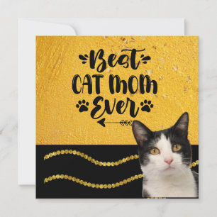 Beste kattenmoeder ooit met zwart-witte kat in smo feestdagenkaart
