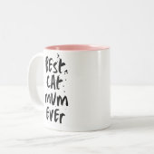 Beste kattenmoeder ooit modern eenvoudige Schattig Tweekleurige Koffiemok (Voorkant links)