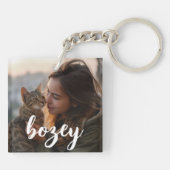 Beste Kattenmoeder Ooit Moderne Custom Pet Photo S Sleutelhanger (Achterkant)