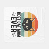 Beste kattenmoeder ooit Retro kattengezicht vintag Fleece Deken (Voorkant (Horizontaal))
