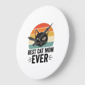 Beste Kattenmoeder Ooit Retro Kattengezicht Vintag Grote Klok (Hoek)