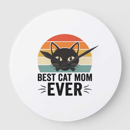 Beste Kattenmoeder Ooit Retro Kattengezicht Vintag Grote Klok (Voorkant)