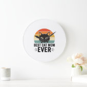 Beste Kattenmoeder Ooit Retro Kattengezicht Vintag Grote Klok (Huis)