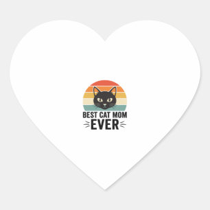 Beste kattenmoeder ooit Retro kattengezicht vintag Hart Sticker