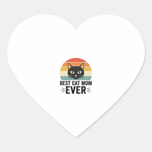 Beste kattenmoeder ooit Retro kattengezicht vintag Hart Sticker (Voorkant)