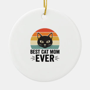 Beste kattenmoeder ooit Retro kattengezicht vintag Keramisch Ornament