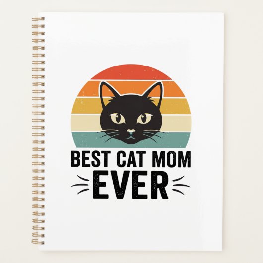 Beste kattenmoeder ooit Retro kattengezicht vintag Planner (Voorkant)