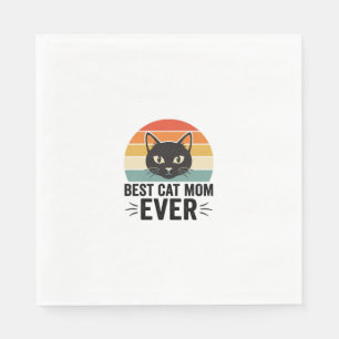 Beste kattenmoeder ooit Retro kattengezicht vintag Servet