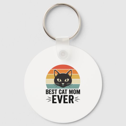 Beste kattenmoeder ooit Retro kattengezicht vintag Sleutelhanger (Voorkant)
