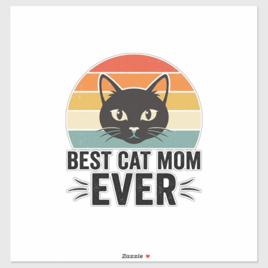 Beste Kattenmoeder Ooit Retro Kattengezicht Vintag Sticker (Vel)