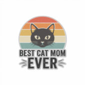 Beste Kattenmoeder Ooit Retro Kattengezicht Vintag Sticker (Voorkant)