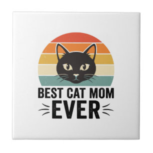 Beste kattenmoeder ooit Retro kattengezicht vintag Tegeltje