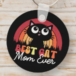 Beste kattenmoeder ooit retro  regenboogbos sleutelhanger<br><div class="desc">Dit eenvoudige en  ontwerp is samengesteld uit strenge typografie.</div>