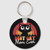 Beste kattenmoeder ooit retro  regenboogbos sleutelhanger (Achterkant)