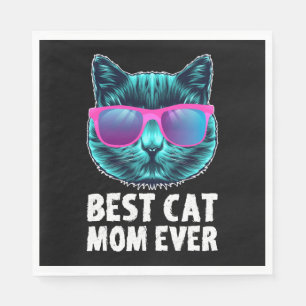 Beste kattenmoeder ooit Schattige grappige bril Servet